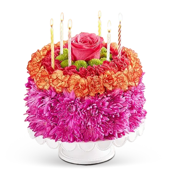 Flower cake with candles